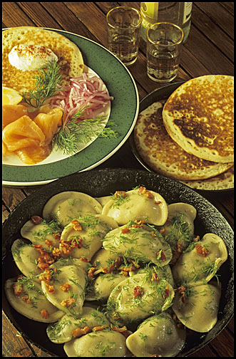 Image of Smoked Salmon & Blinis and Pierogi (Pirozhki)